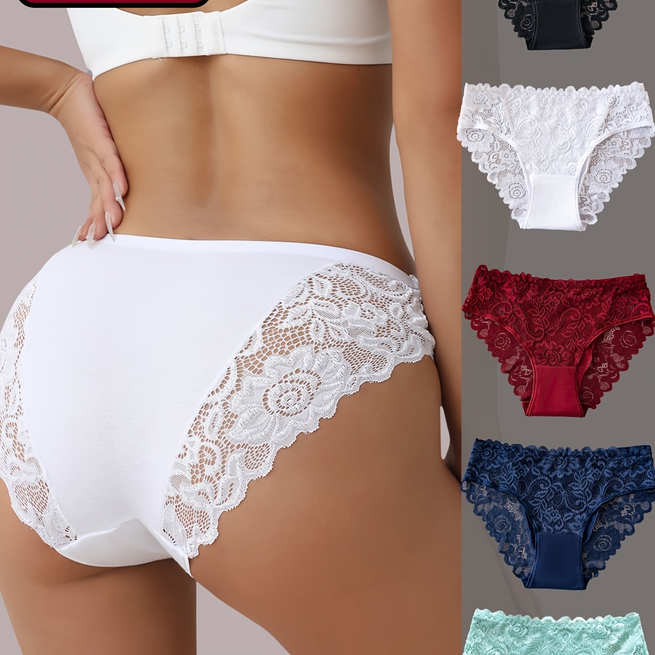 Image of 5pcs Women's Underwear Lace Floral Comfortable Breathable Women's Briefs