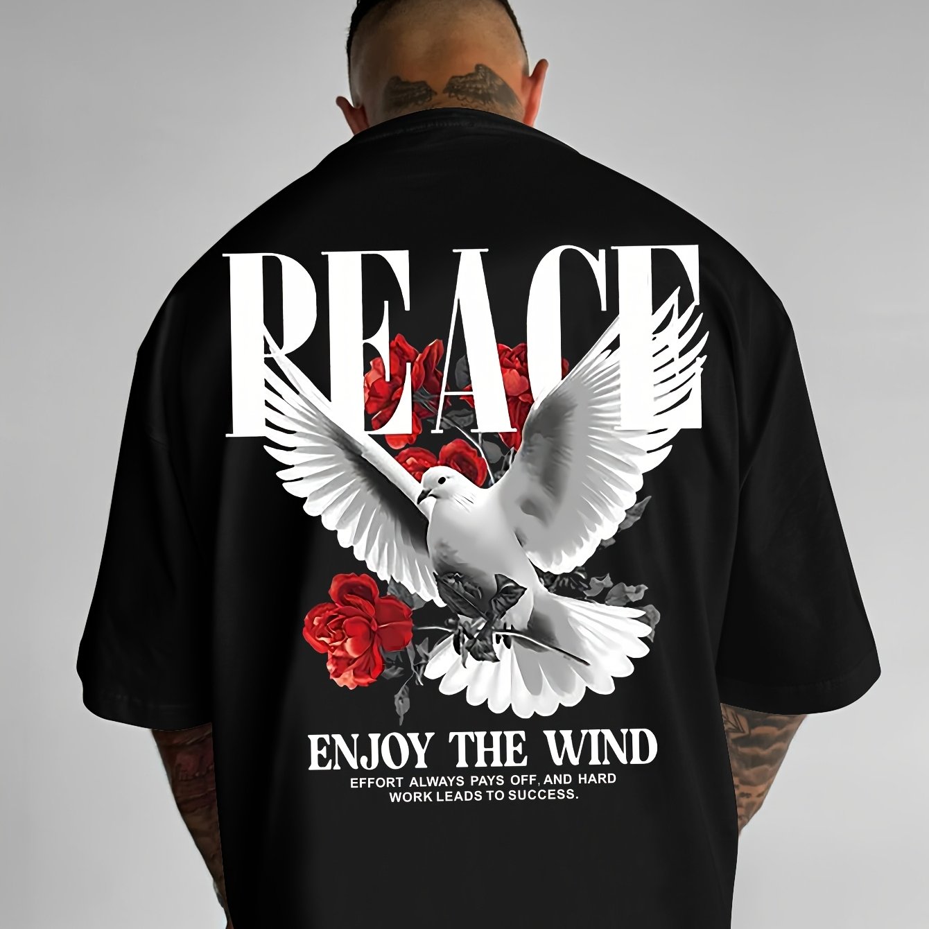 Men's Loose-fitting Style Round Neck T-shirt With Letters