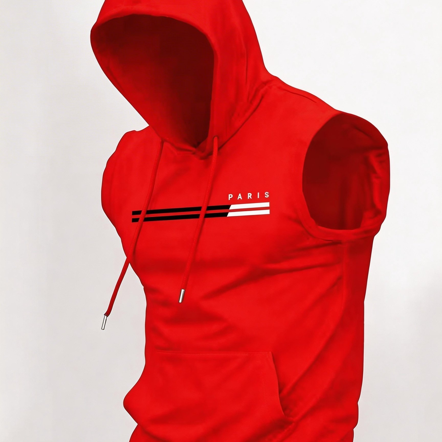 TEMU Paris Letter Outdoor Travel Men's Summer Autumn Sleeveless Hooded Vest Fashion Trendy