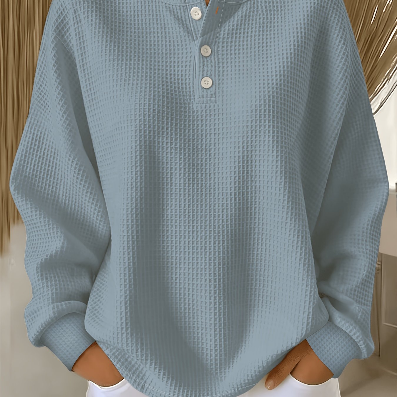 TEMU Plus Size, Women's Plus Size Solid Color Minimalist Sweatshirt