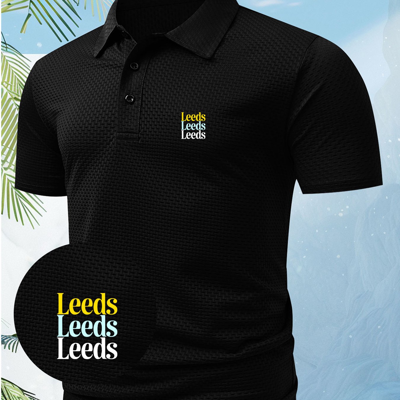 TEMU 's Unique And Creative Leeds Letter Logo-printed Short-sleeve Shirt, Suitable For . Fit Combines European And , Showcasing A Casual And , Making