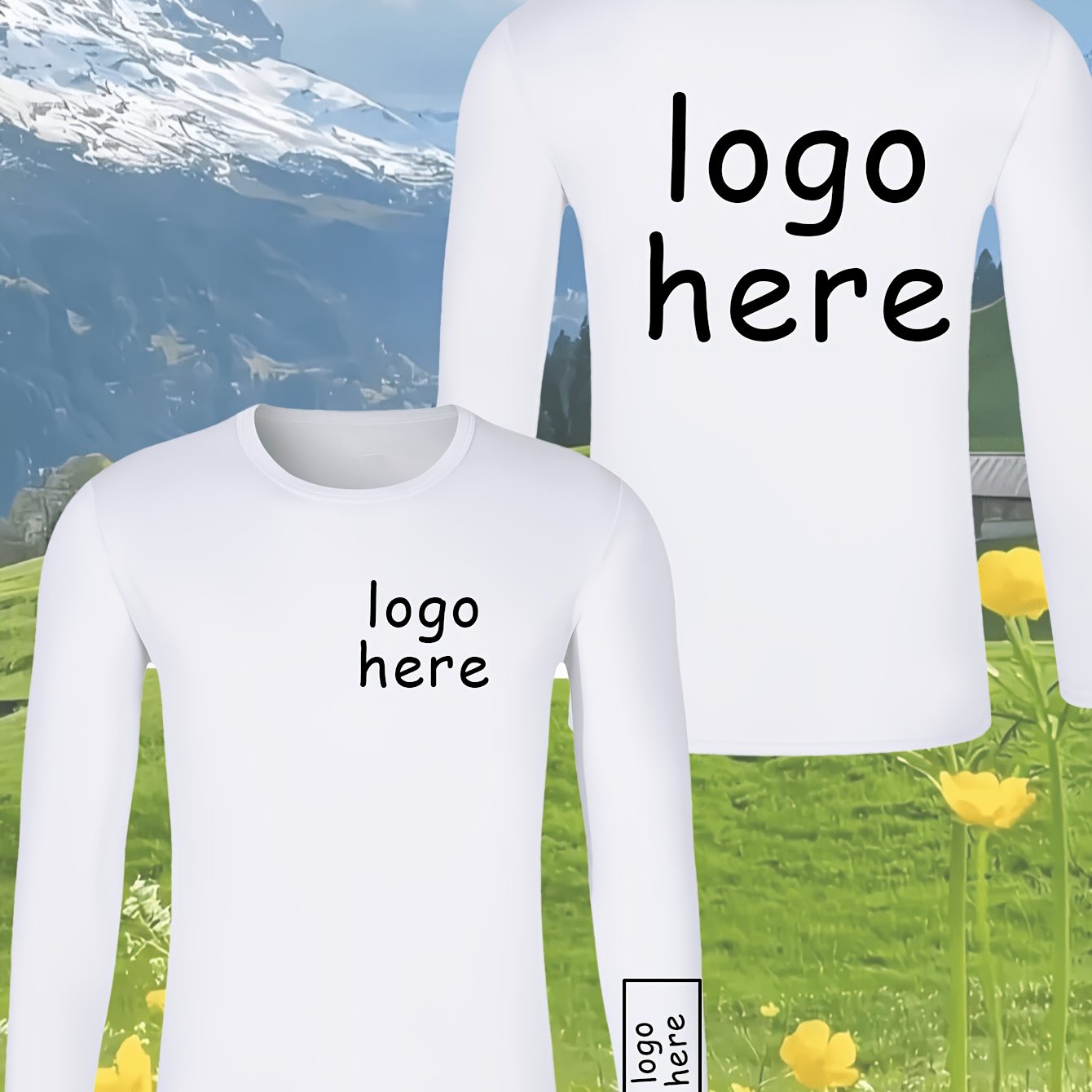 TEMU Custom Men's Long Sleeve T-shirt, Personalized Casual Athletic Top, Gift Recommendation, Team Logo, Workwear, Casual Wear, Clothing