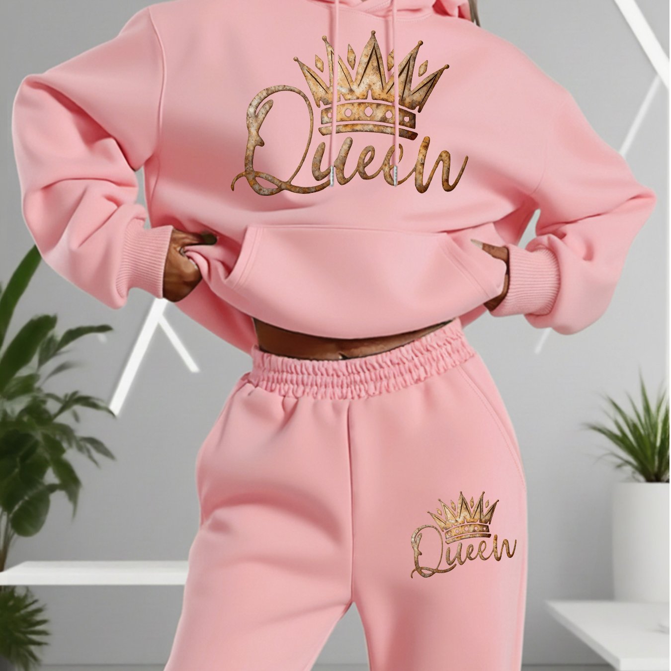 TEMU Graphic Print Two-piece Set, Hoodie And Pants, Women's Clothing