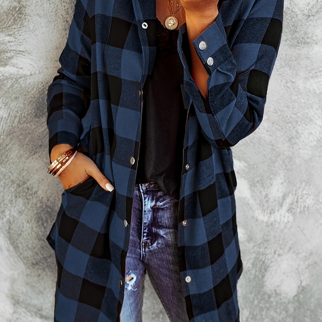 TEMU Women's Elegant Brown Button-front Shirt - Long Sleeve Classic Collar Button-up Blouse, Machine Washable Non-stretch Fabric For Spring & Fall,