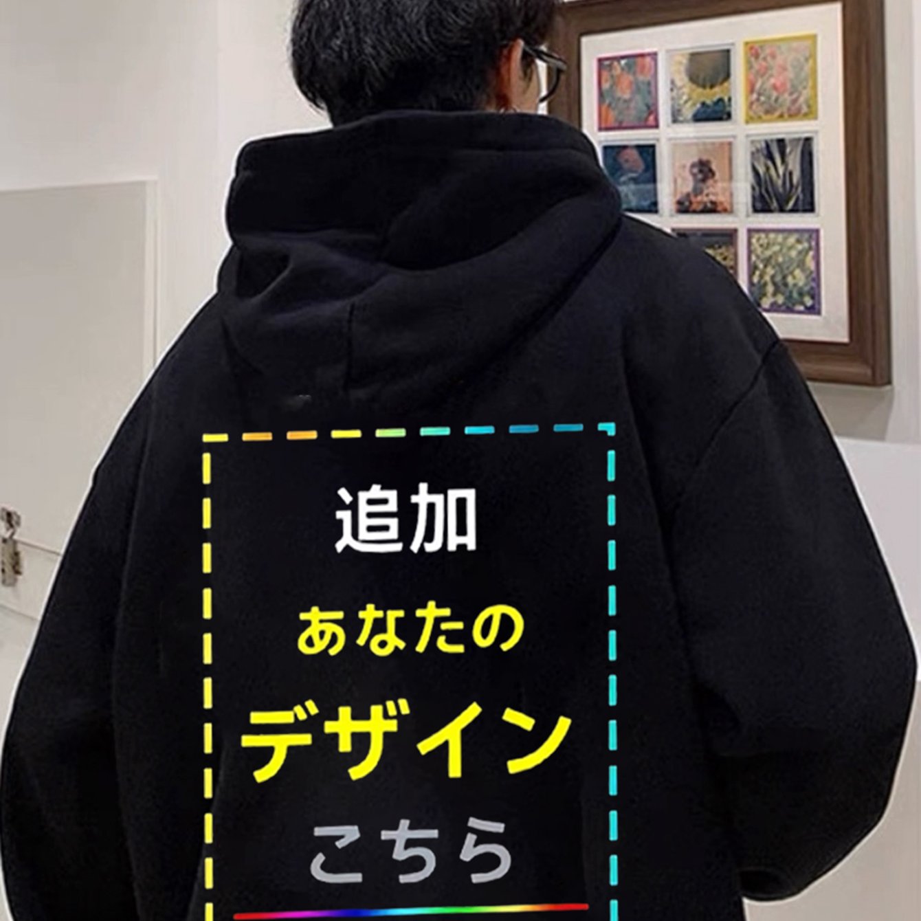 TEMU 【メンズ】カスタム 日本語テキスト フード付きスウェットシャツ - ロゴ/バックプリント、ルーズフィット カジュアル プルオーバー、フード付き、誕生日プレゼントに最適、パーティーや普段着に最適な丈夫で快適な生地、メンズ用カスタムアパレル（彼への理想的な...