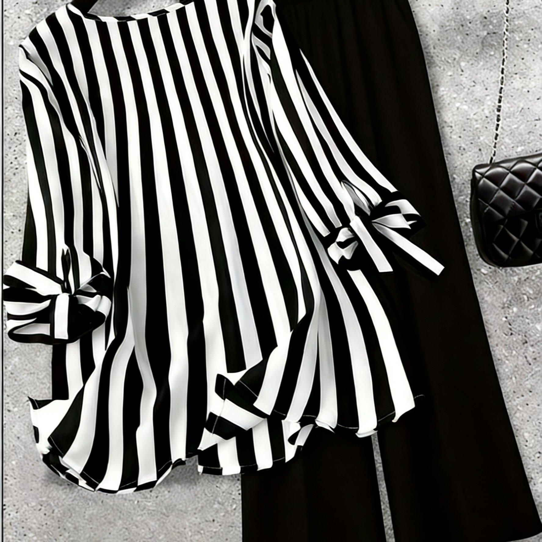 Plus Size, Ladies' Plus Size Striped V-neck Suit