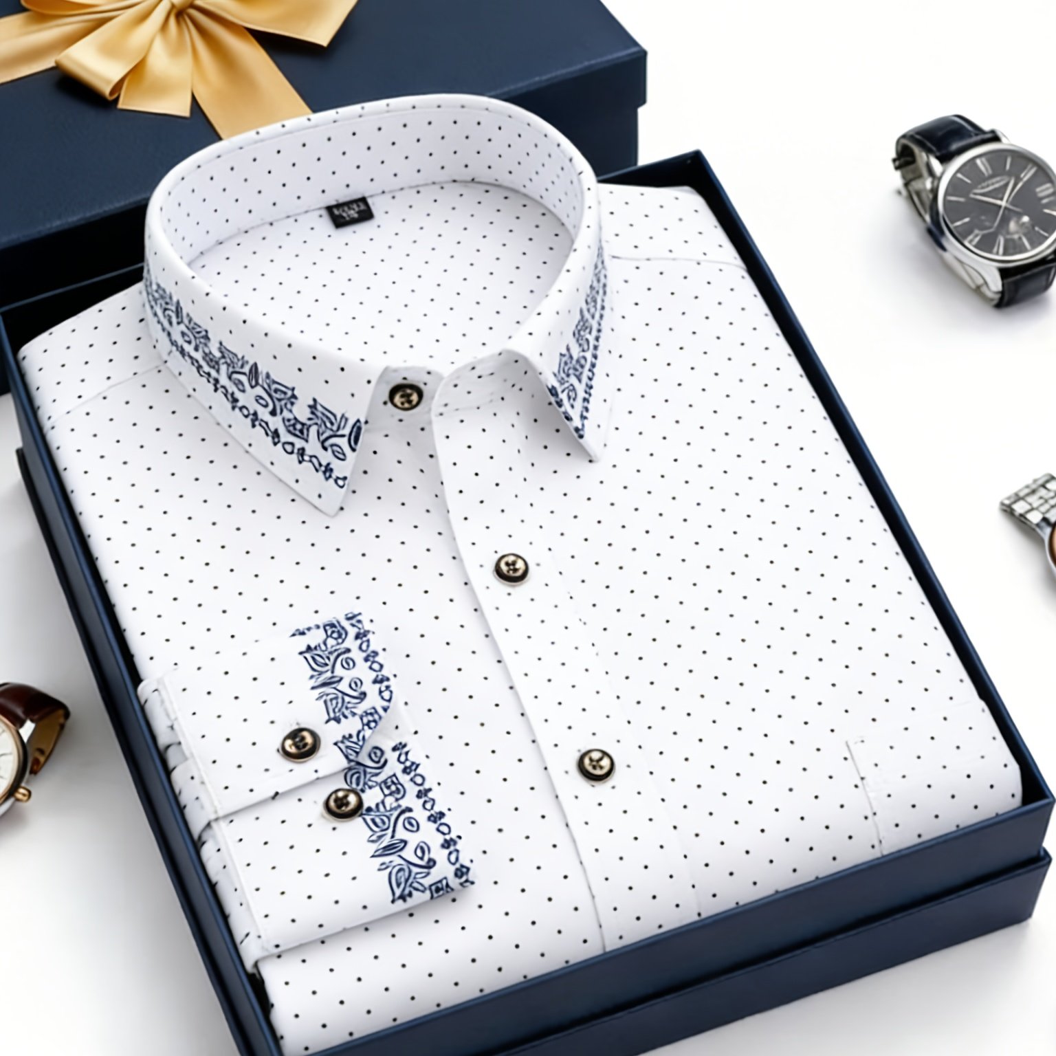 TEMU Men's Spring/autumn New Long-sleeve Shirt, Plaid Thin Slim-fit Business Casual Printed Shirt With Pockets, No Ironing Required