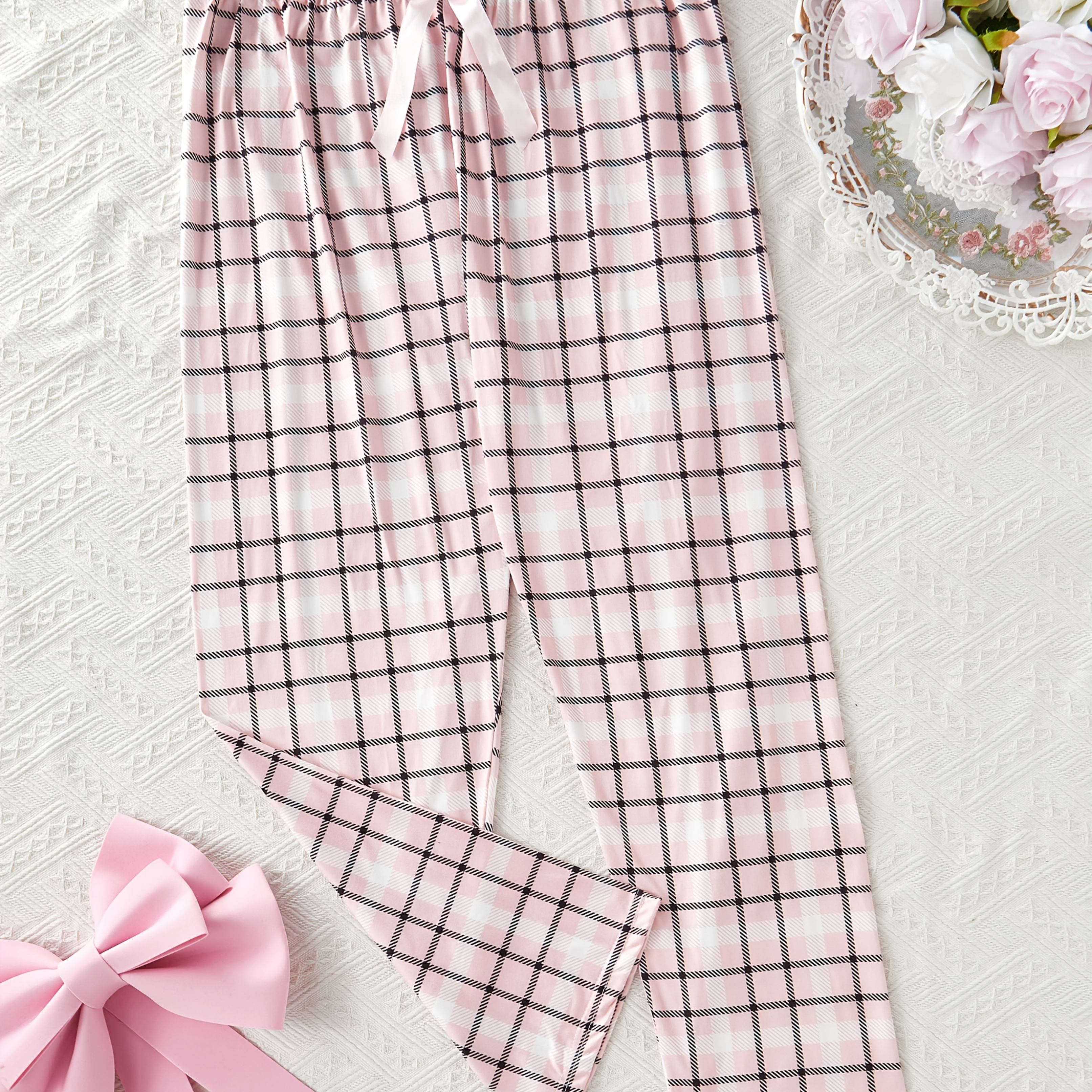 TEMU Pantaloni da da donna con stampa a quadri e