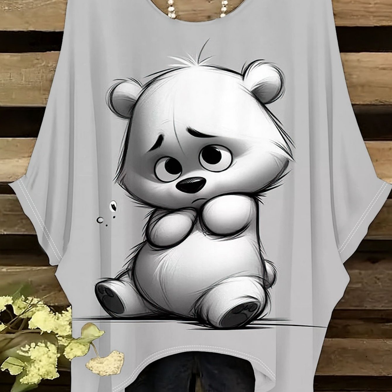 TEMU T-shirt grande taille pour femme, T-shirt à manches courtes et col rond avec imprimé , T-shirt décontracté à coupe pour /, vêtement confortable