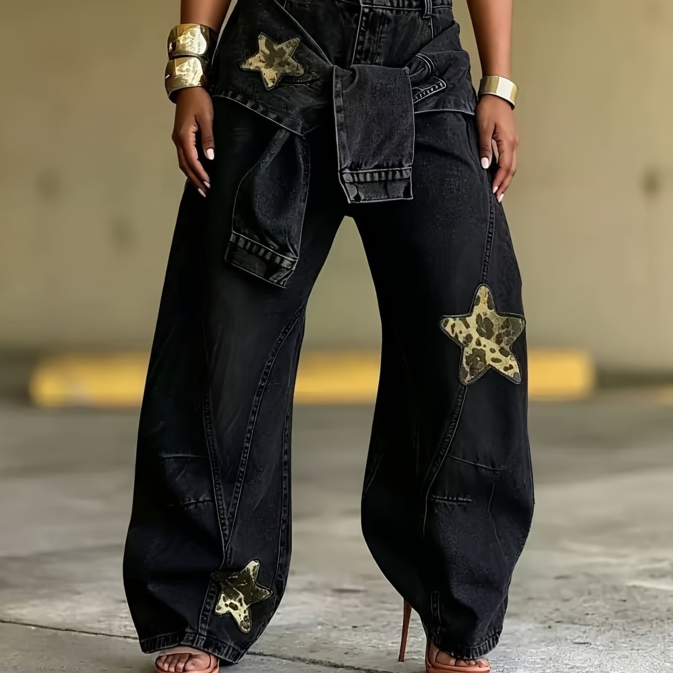 TEMU Women's Y2k Retro Wide Leg Jeans - Loose Washed Denim Pants, Machine Washable Suitable For Hip Hop Streetwear, Urban Casual & Casual Attire,