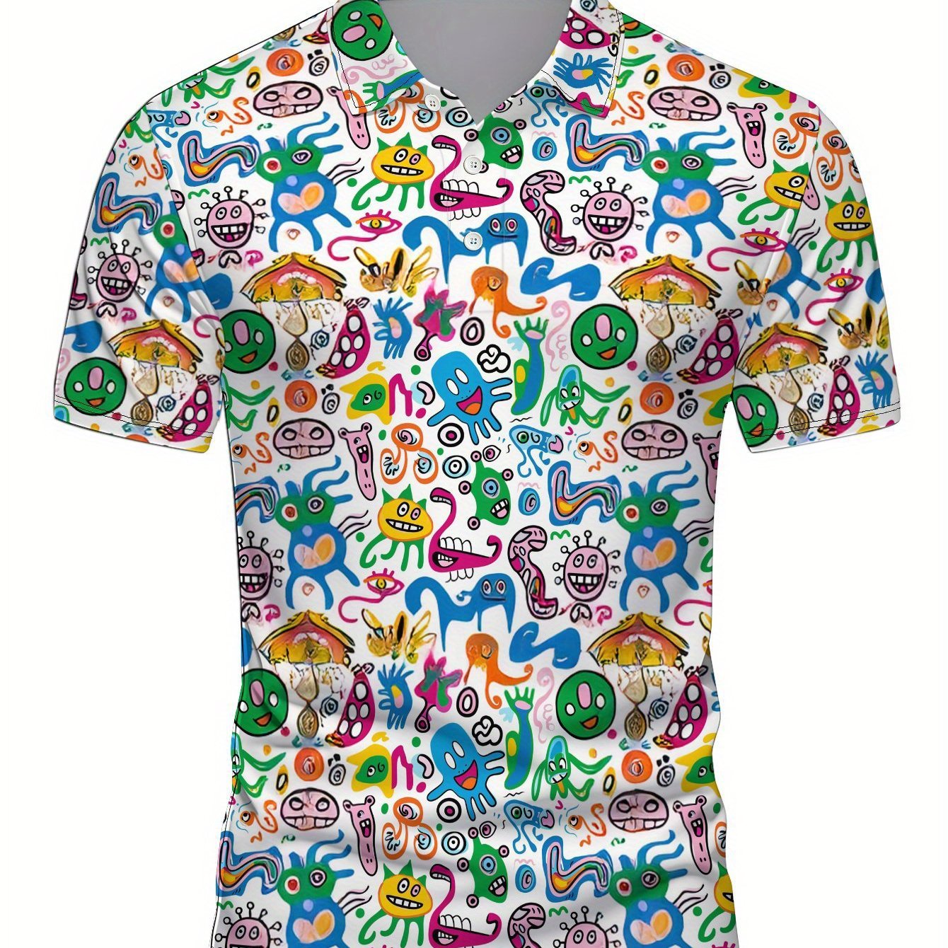 TEMU Men's Short-sleeve Shirt With Flat Pattern - Textureless Design