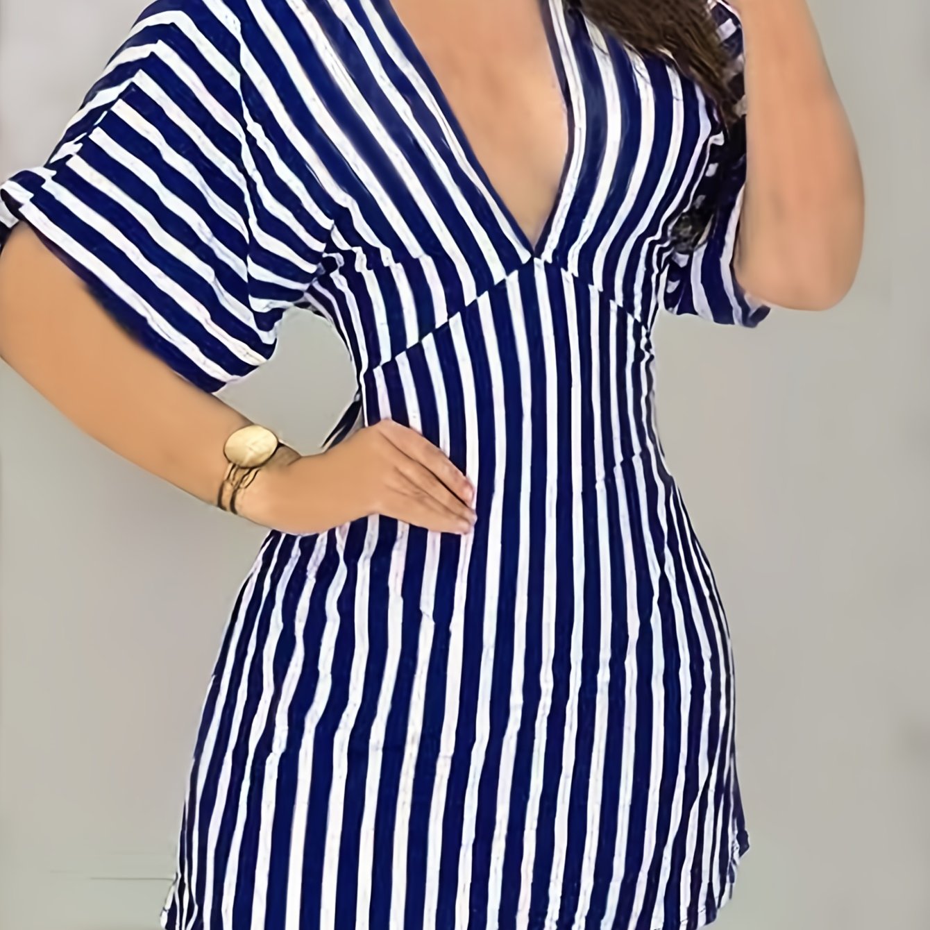 TEMU Striped Backless Dress