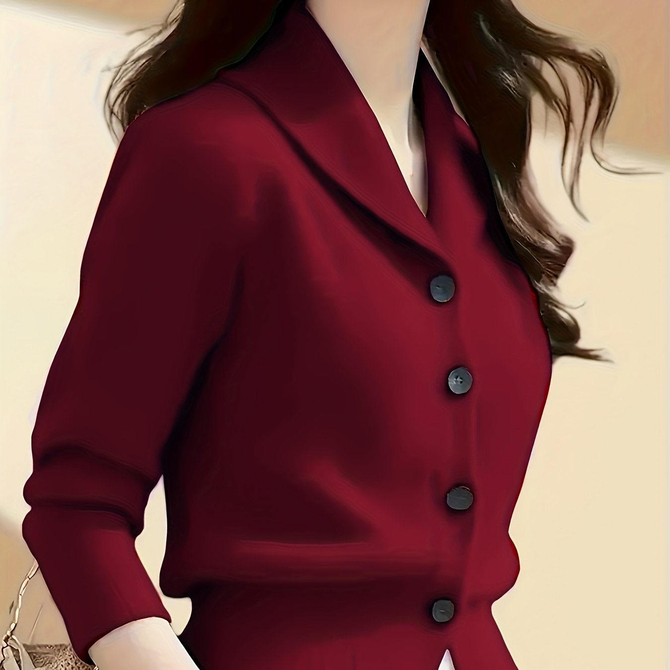 TEMU Women's Lapel Sweater Jacket