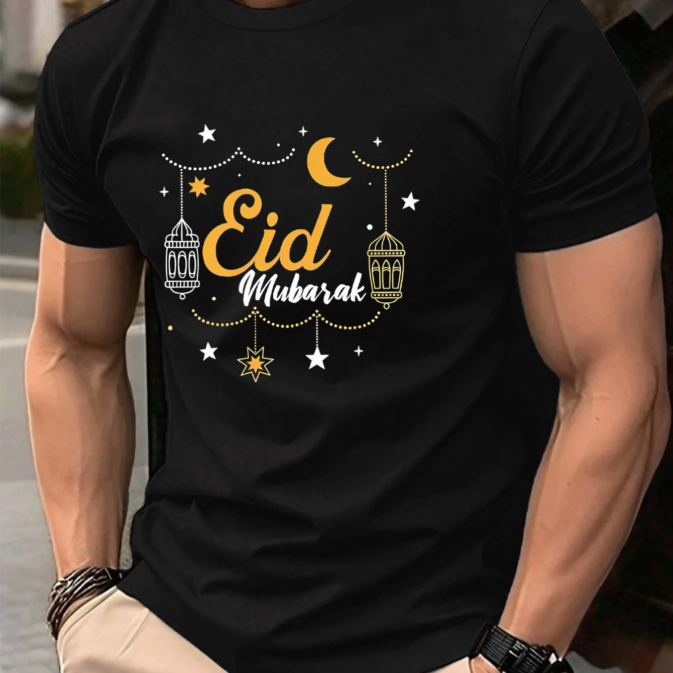 TEMU Men's Graphic T-shirt - Navy Blue, Casual Summer Tee With & , Soft Polyester Blend, Regular Fit For Adult