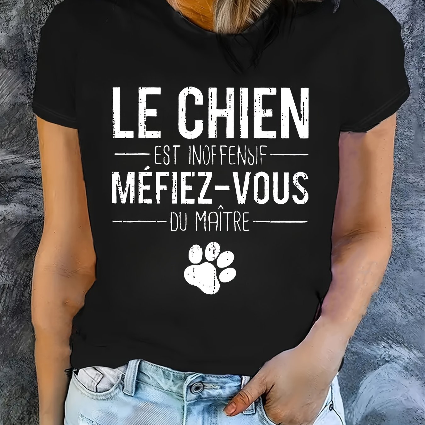 TEMU T-Shirt à Imprimé Humour Français, Design Simple et Tendance, Vêtement Décontracté Sportif à Col Rond. En et Respirant, Manches Courtes, Lavable