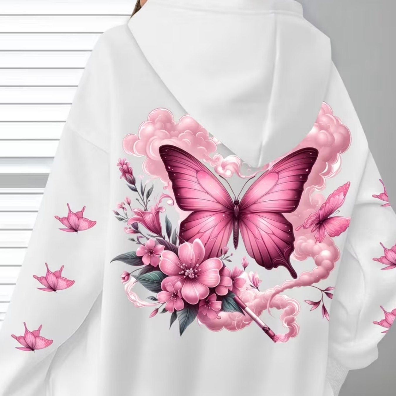 TEMU Women's Casual Zip-up Hoodie With Print, Machine Washable Lining, Warm Autumn And Winter Sweatshirt, Cute Design, Comfortable Wear