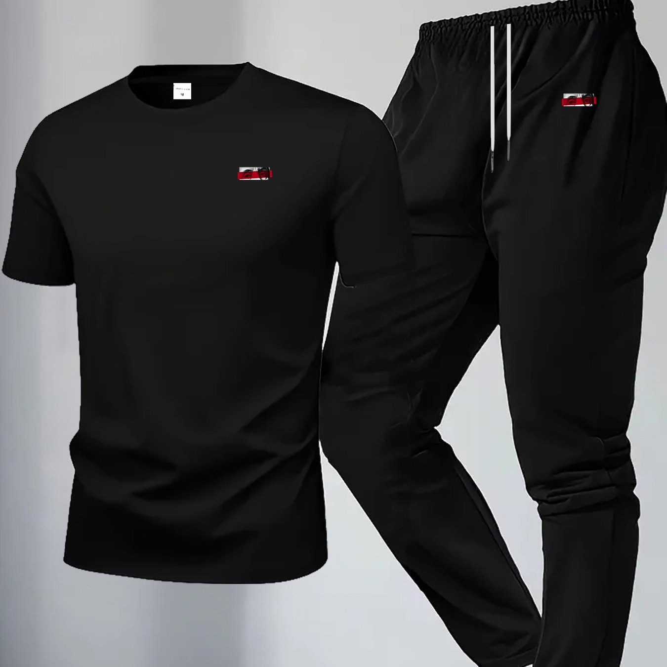 TEMU Ensemble de sport décontracté grande taille pour hommes, tenue deux pièces respirante grande taille avec manches courtes et pantalon large