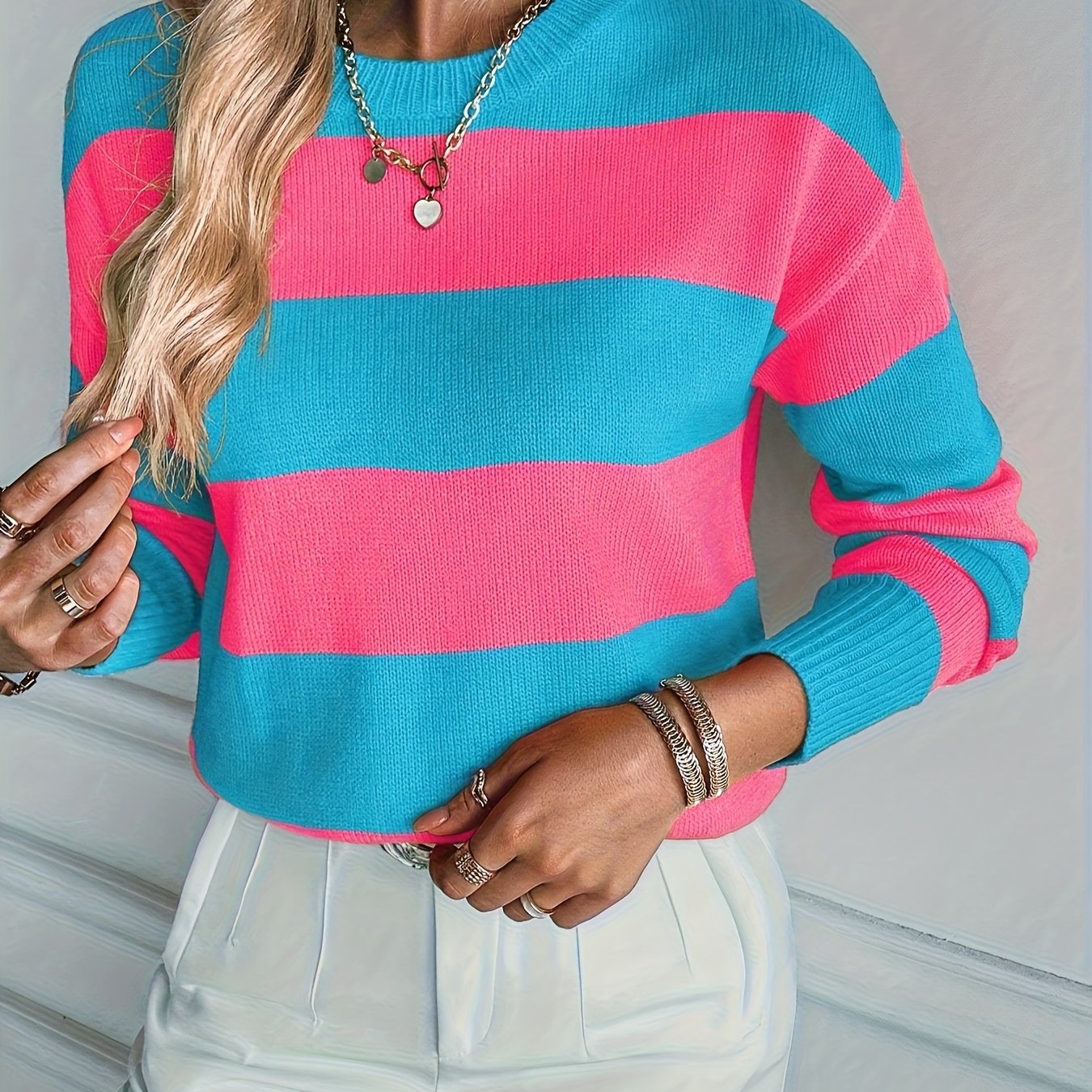 E-shop Elegantes neues langärmeliges Oberteil, Damen-Pullover mit Rundhalsausschnitt, Basisschicht, warmes Thermounterhemd, lockeres Oberteil,
