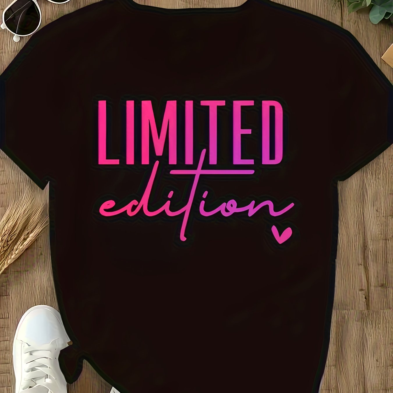 E-shop EDITION Letter Slogan Print T-Shirt - Casual Rundhals Kurzarm, Maschinenwaschbar