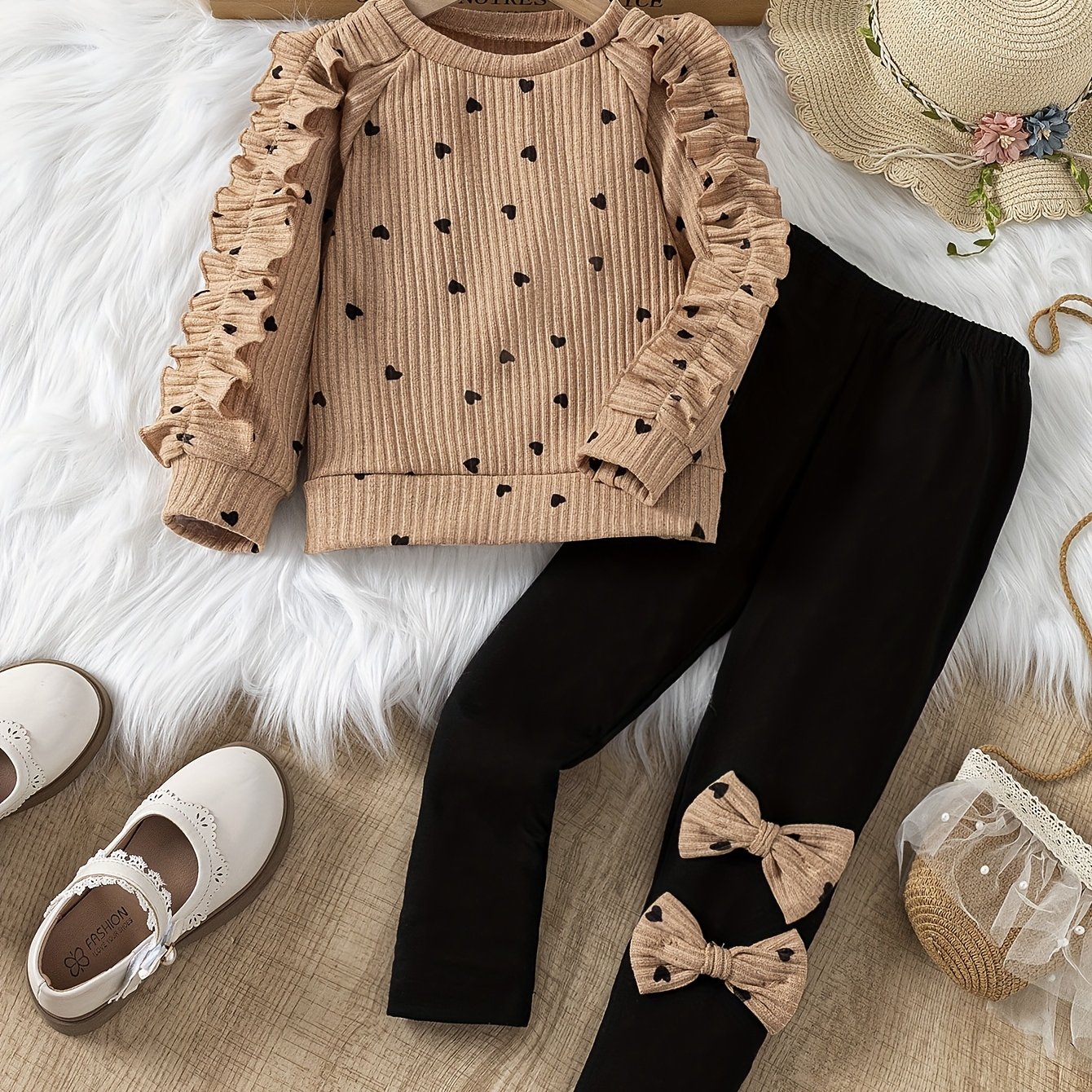 Girls' Autumn Long Sleeve Pants 2pcs Set, For Outdoor