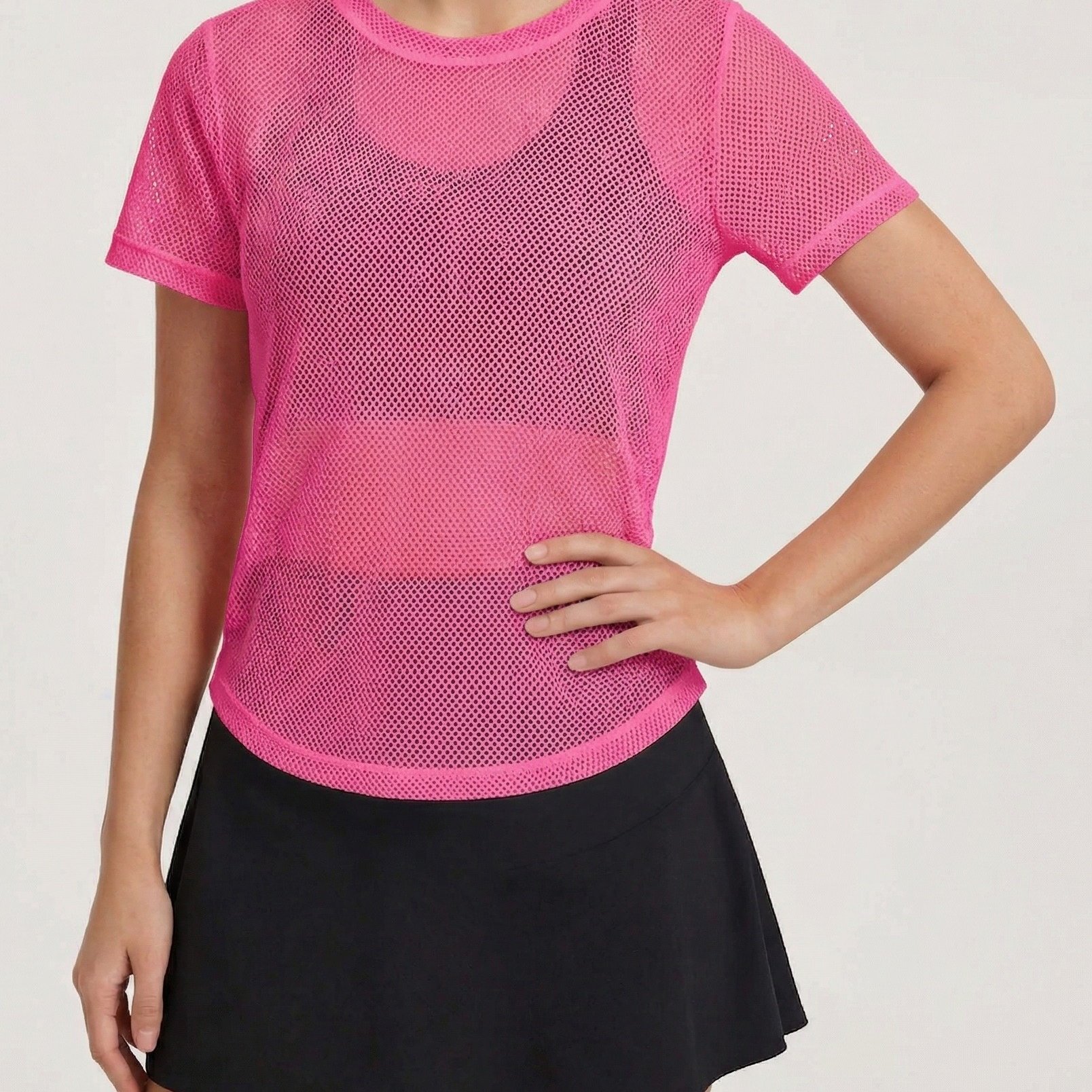 TEMU Stretchy Mesh Quick-dry Breathable T-shirt Mesh Cover-up, Suitable For Sports And Running, Single Cover-up, Pack Of 1