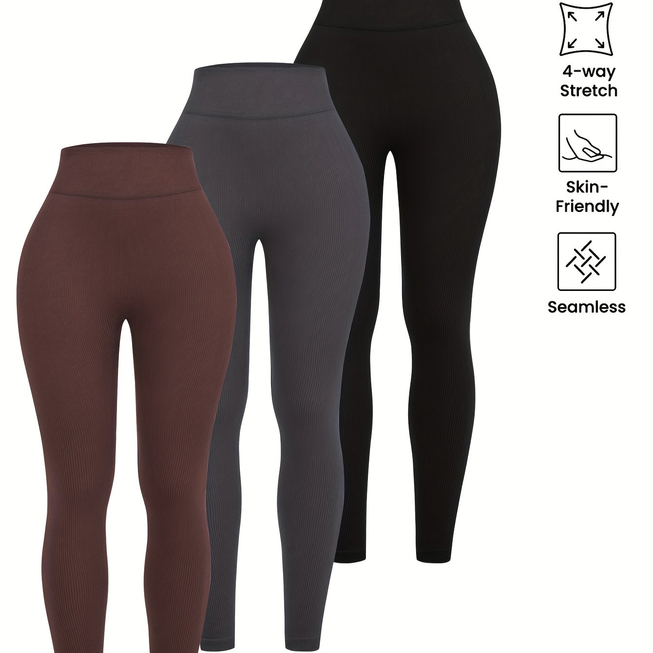 E-shop Gestreifte Damen Hüft-Lifting High-Waist Hosen 3er-Pack