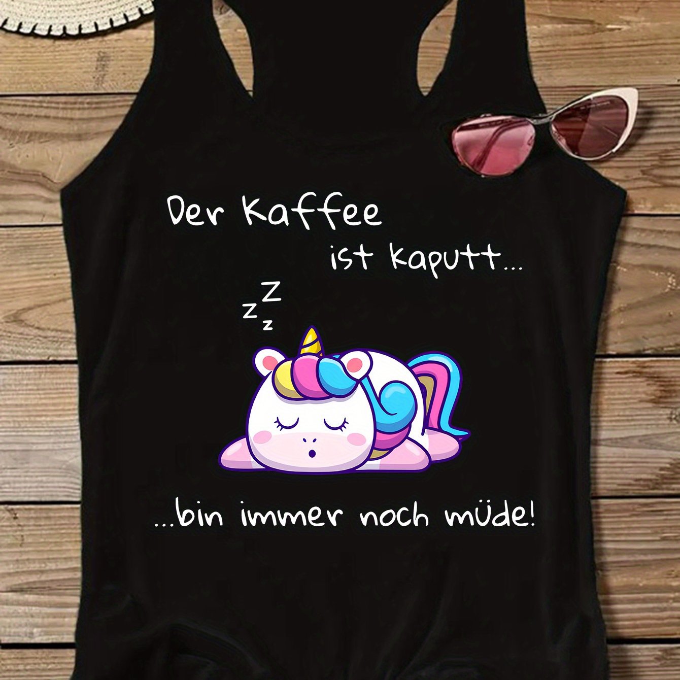 TEMU Helping, I'm Still So . Sleeveless Tank Top With Unicorn Print, Trendy Women's Summer Clothing Promotion, Top For Women, Stretch Sleeveless Tank