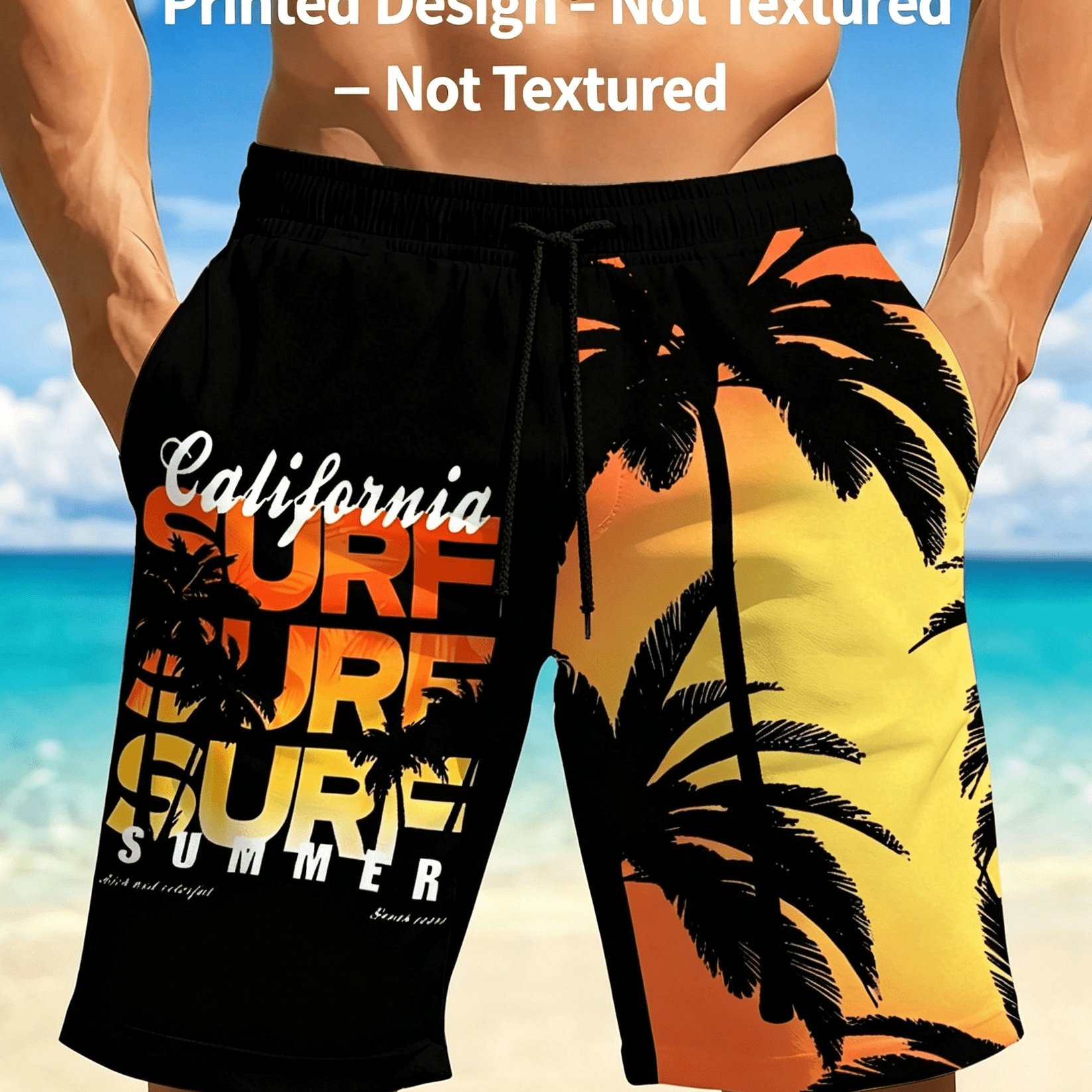TEMU Pantalones Cortos de Playa para Hombre, Secado Rápido y Transpirables, Diseños Coloridos Estampados, Cintura Elástica con Cordón y Bolsillos,