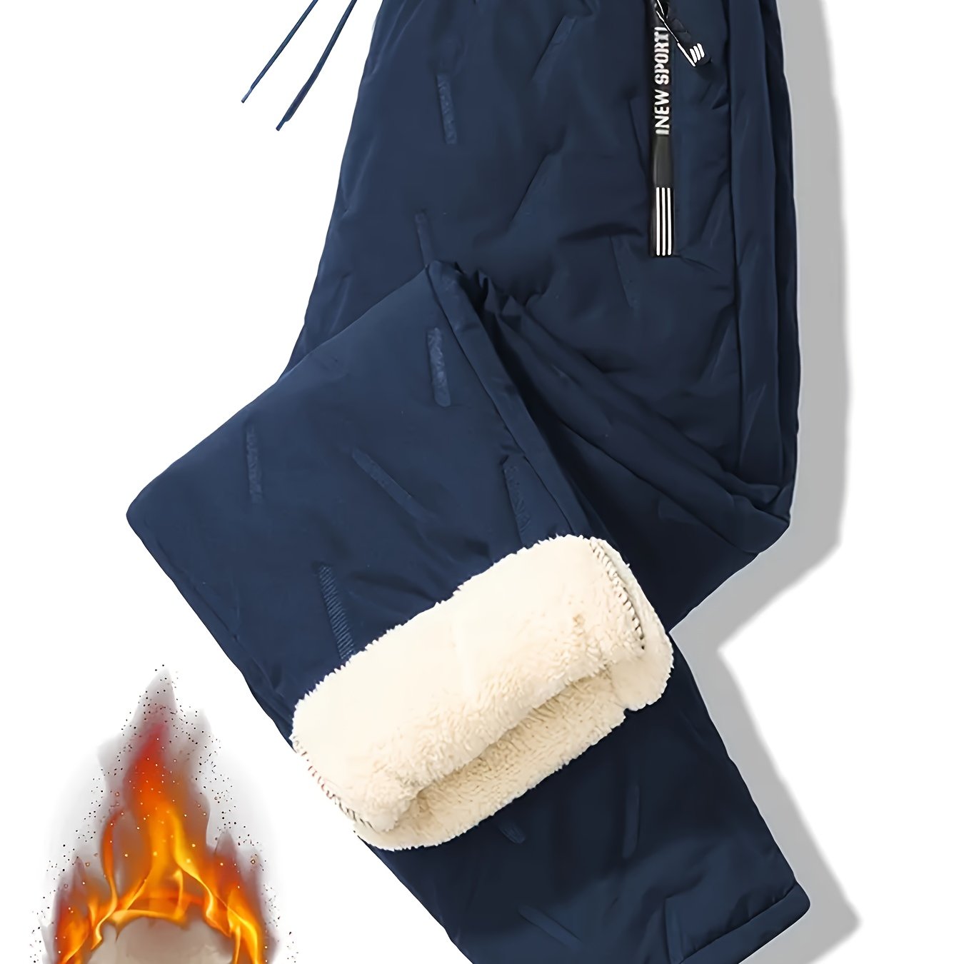 TEMU Men's Warm And Comfortable Casual Long Pants - Elastic Drawstring - Printed Pockets - Technology Fabric - Warm And Comfortable - Anti-freezing -