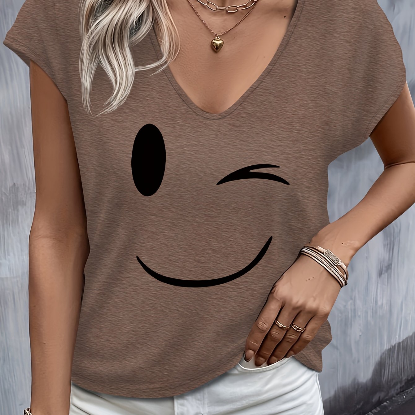 TEMU Graphic Tank Top V-neck Sleeveless T-shirt