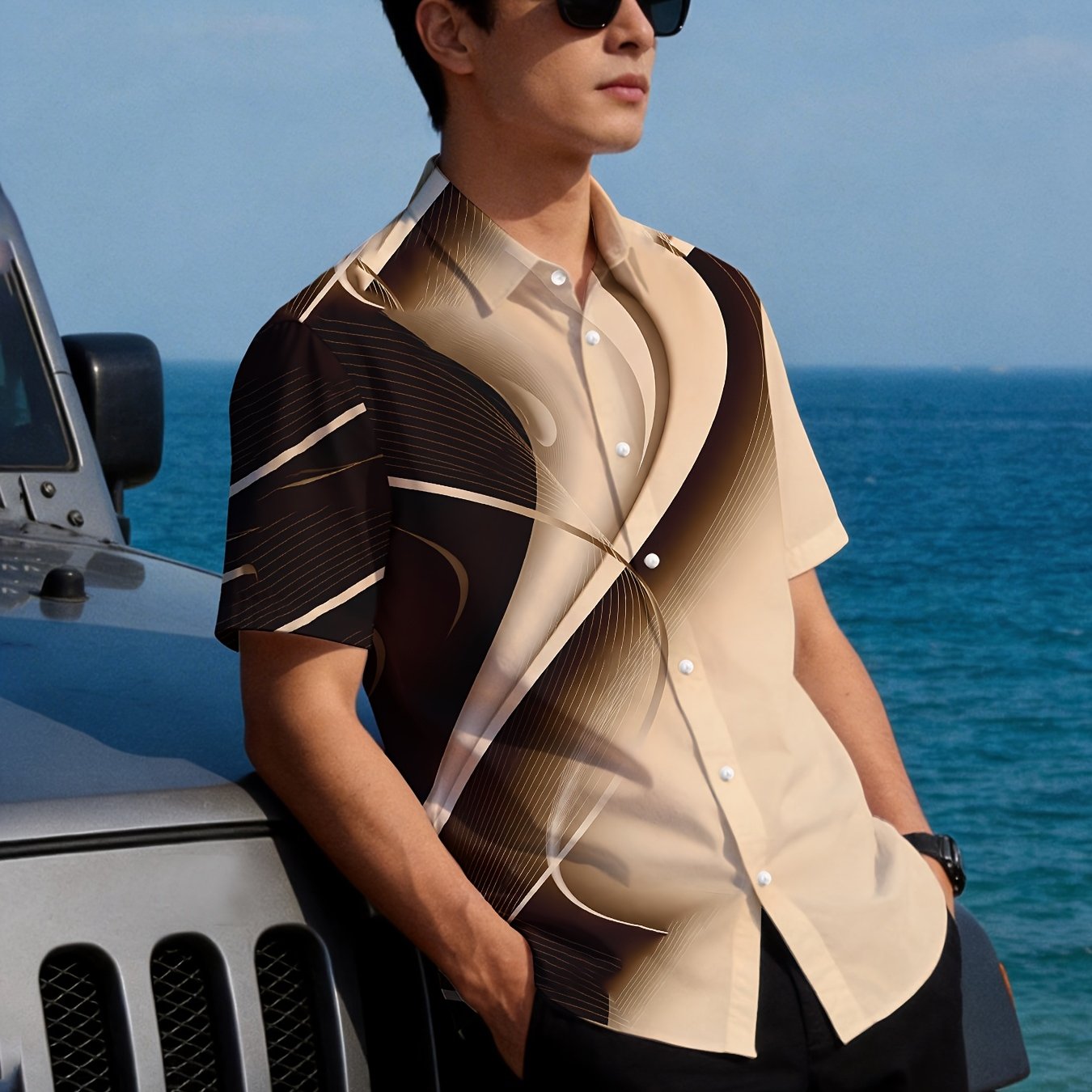 TEMU Men's Short-sleeve Shirt For Summer, Hawaiian Style, , Beach Casual