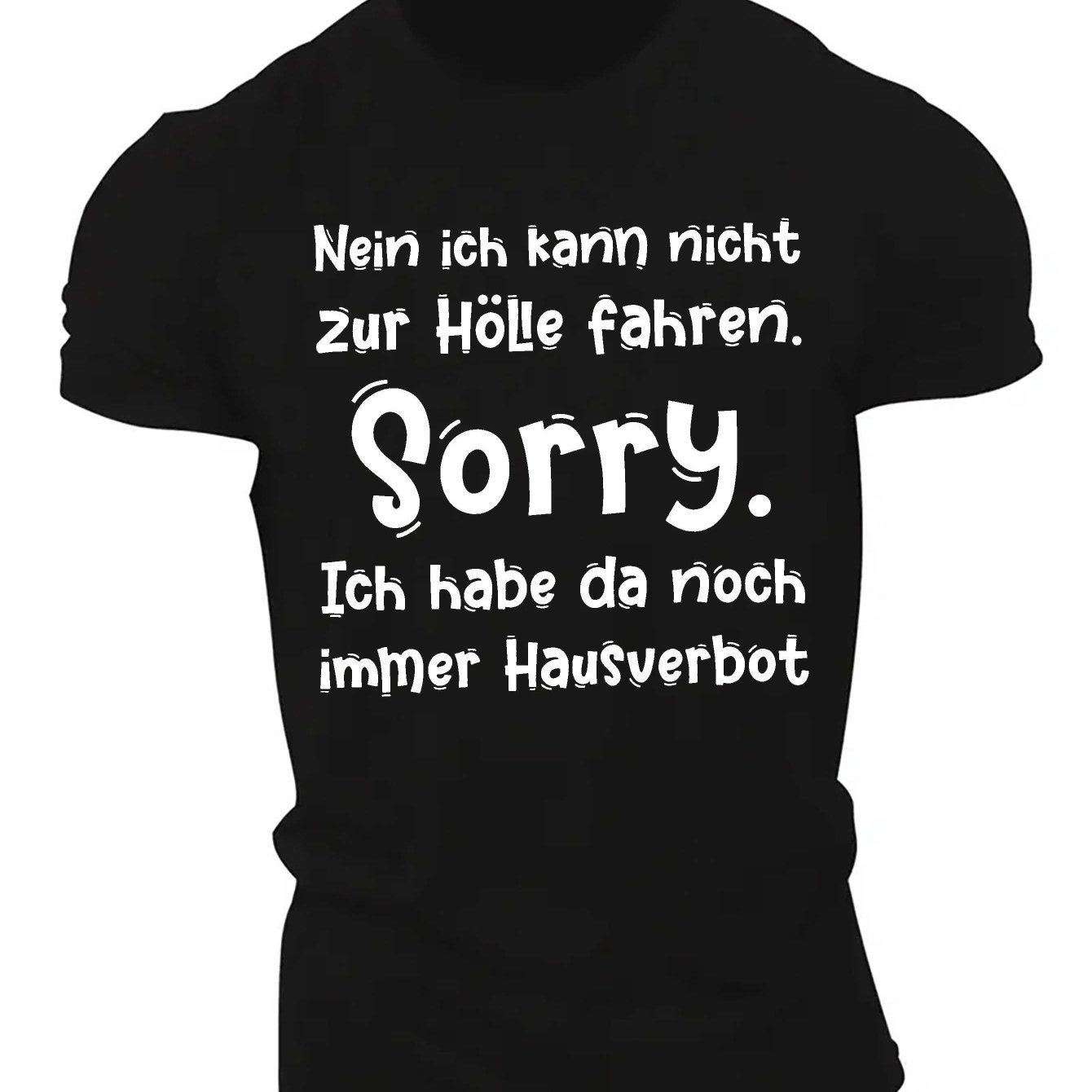 Men's "nein Ich Kann Nicht" T-shirt - Short Sleeve Casual Round Neck Top With Text Print, Machine Washable Suitable For , Wear For Everyday & Themed Outfits
