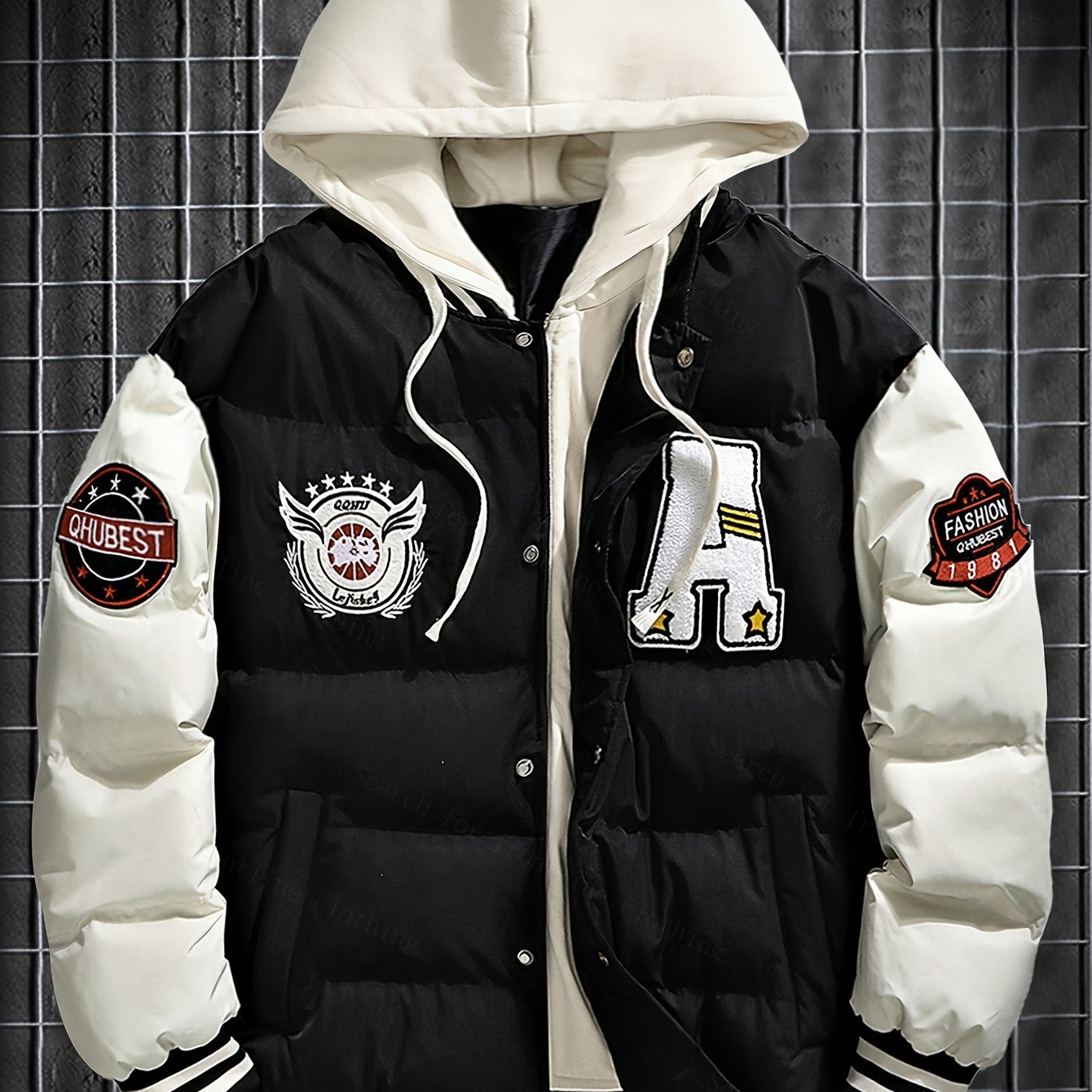 Image of Intricate Embroidery Trendy Brand Jacket Men's Winter New Thickened Bread Suit Hooded Coat Short Warm Jacket 5760l