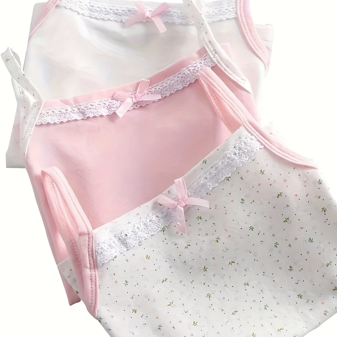 3pcs/lot Girls Singlet Underwear Tank Cute Design Undershirts Tank Bow Tops For Girl Size 100-150 Breathable Tops