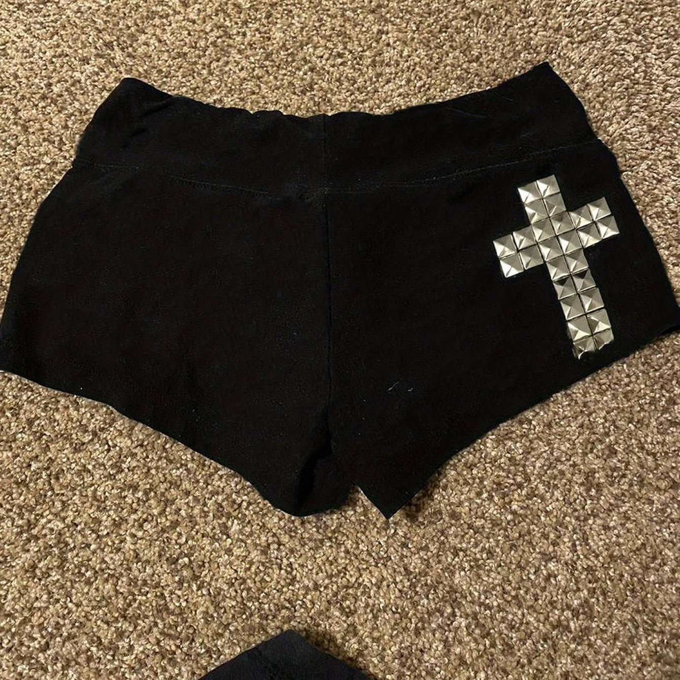 Image of Y2k Summer Casual Fashion Black Cross Comfortable Elastic Waist Tight Ultra-short Shorts Women's Clothing