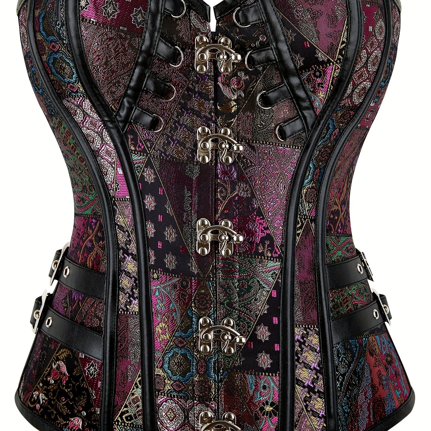 TEMU Steampunk Corset Purple Gothic Corset Court Tummy Tuck Body Shaper Waist Trainer Gathered Body Shaper Halloween