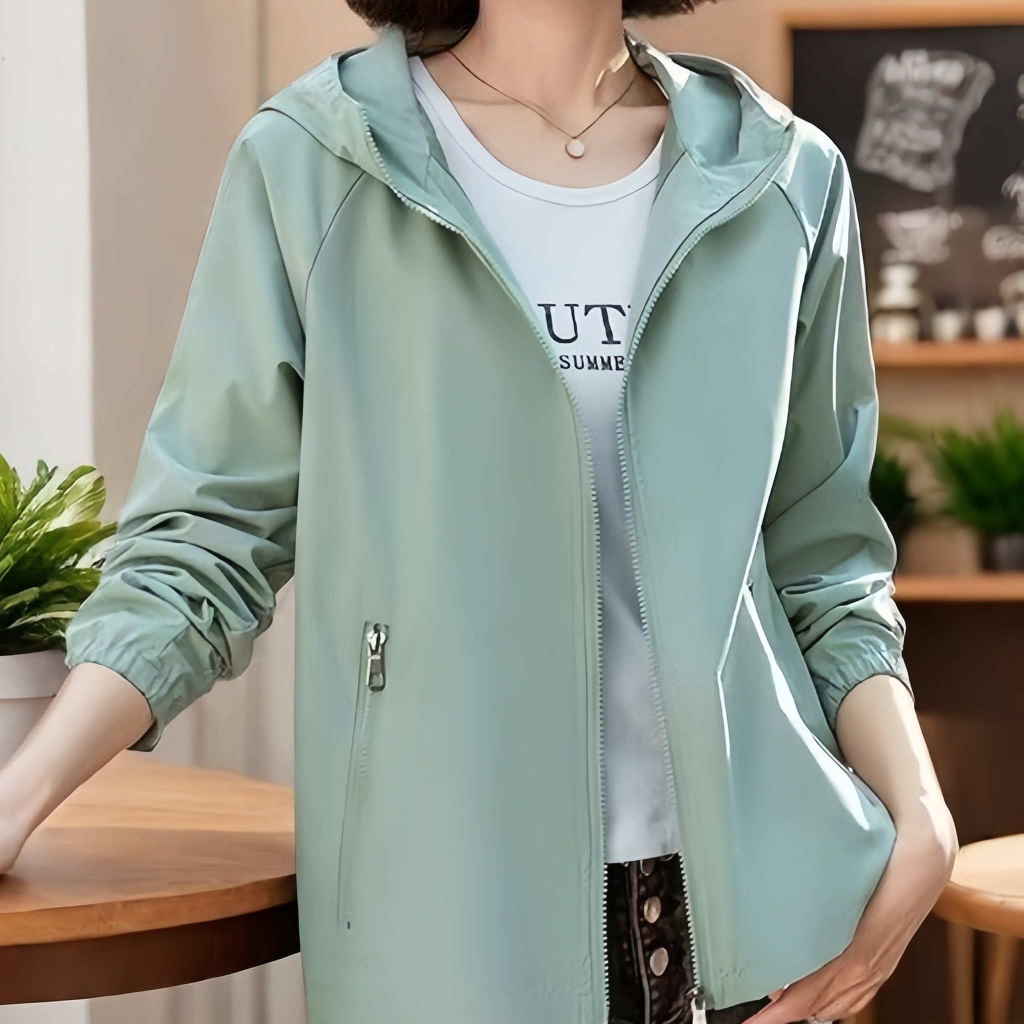 TEMU Giacca da donna con cappuccio e casual, novit� / 2026, vestibilit� , capospalla corto versatile, stile , giacca cardigan a vento e traspirante