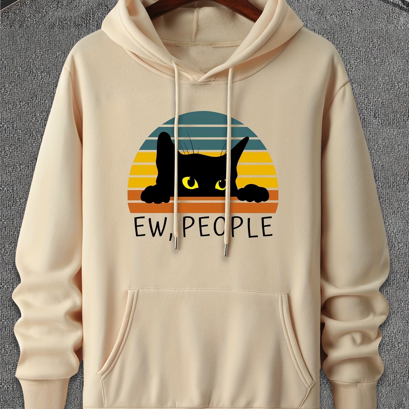 TEMU Active Hoodies Leisure Hoodies With Black Cat And