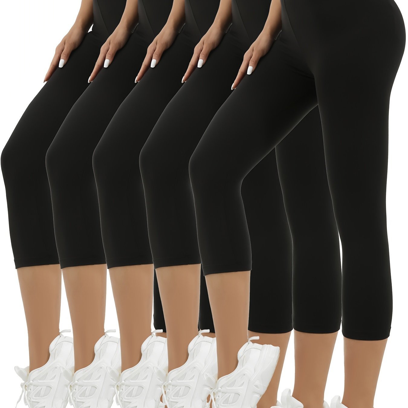 Set Of 5 Capri Leggings For Women, Designed For Workouts, Running, And Yoga Without Being
