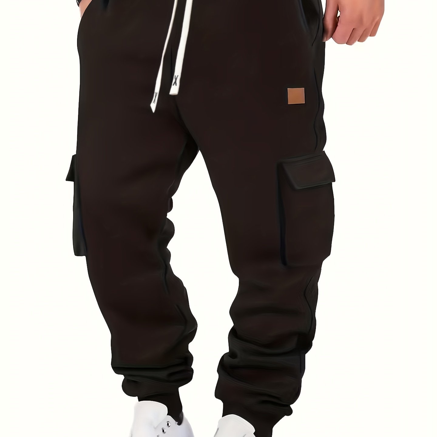 TEMU Men's Cargo Pants, Multi-pocket Warm Casual Joggers For Spring, Autumn, And Winter Fitness, Solid Color Vintage Soft Street Style Athletic Long