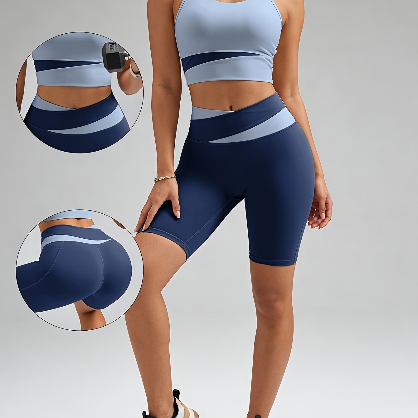 TEMU 2pcs Color- Casual Set, Breathable Set, High-elasticity Wear Set For Women, Removable Breast Pads, Stretch, Women's Wear Set With Removable