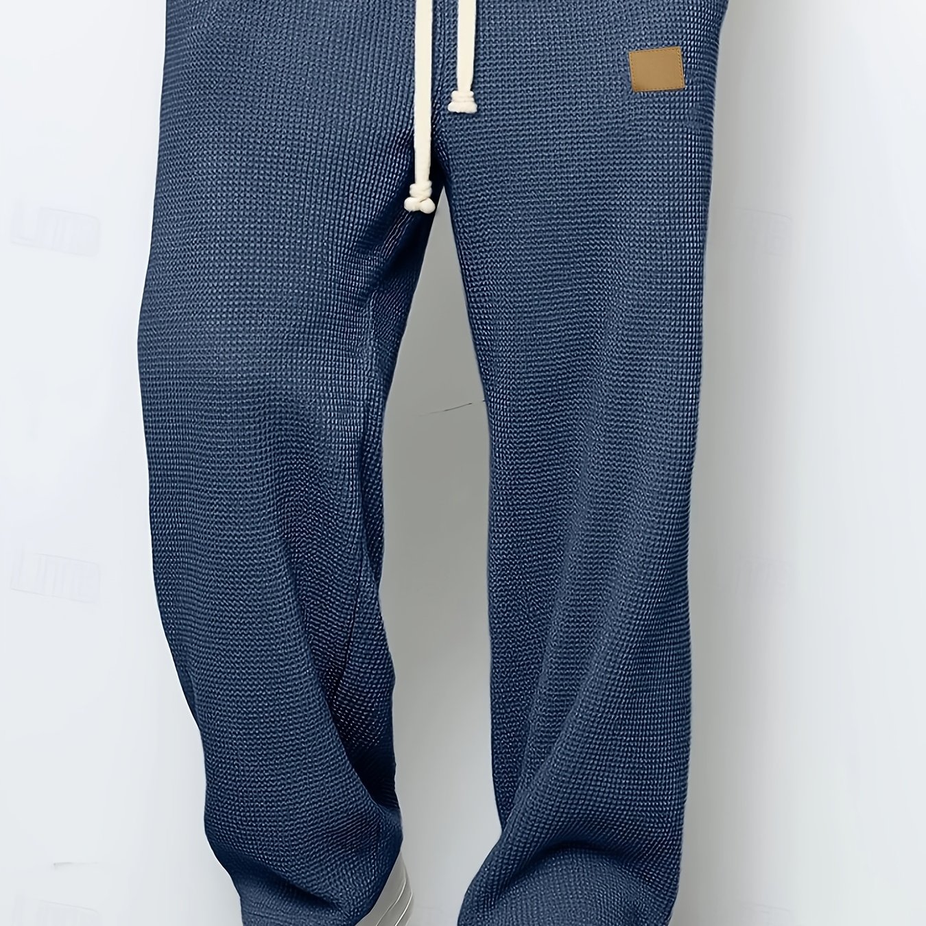 TEMU Casual Daily, Men' Pair Long Pants, Waffle Fabric, 3 Colors , Autumn Thin Trousers, , With Pockets And Drawstring, 100%, Straight Fit, Suitable