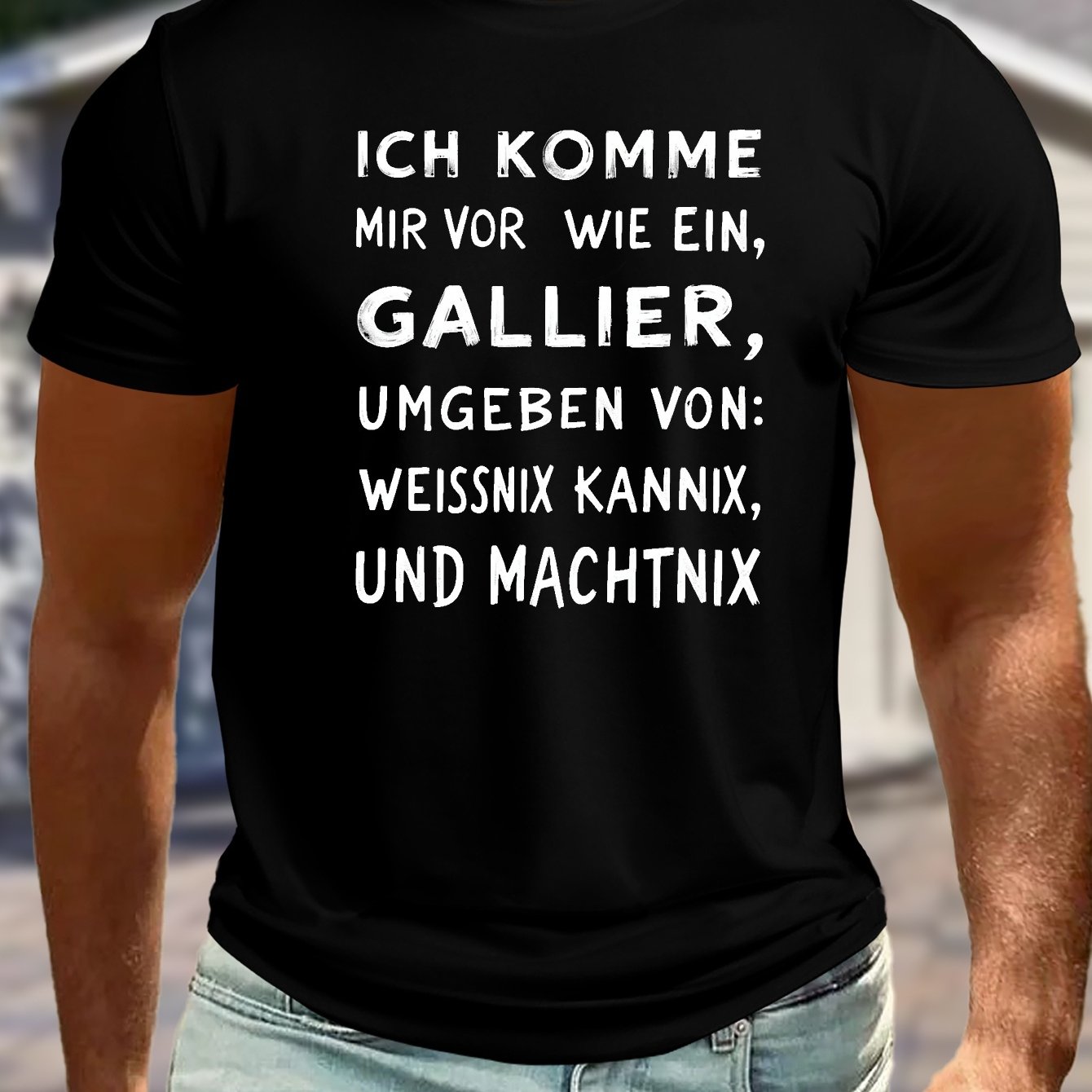 Image of Men's Plus Size German Text T-shirt - 'ich Mir Vor Weisn' Graphic Tee With Gallier Design, Casual Crew Neck, Short Sleeve, Summer Wear, German Language, Plus Size