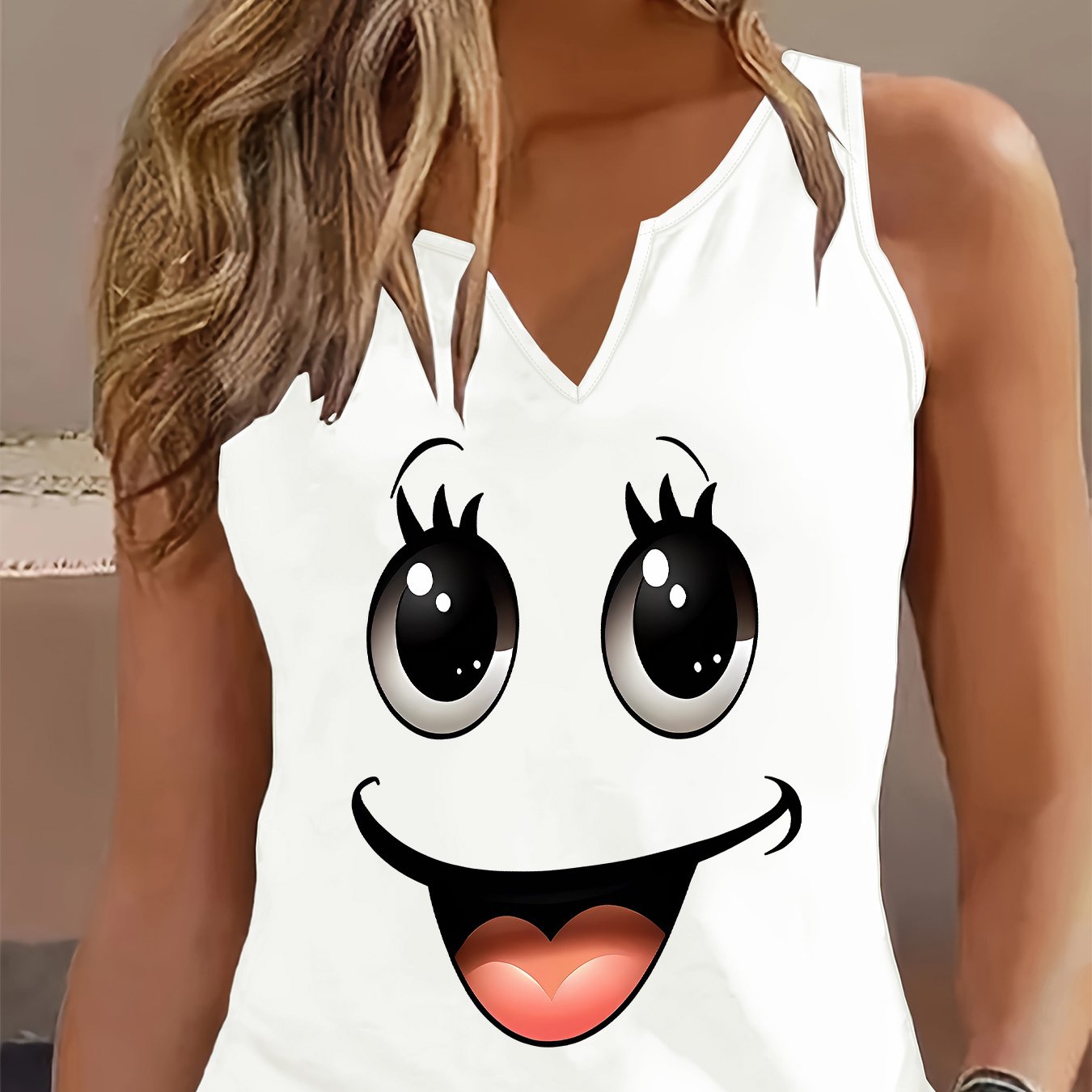 TEMU Graphic Print Tank Top, Sleeveless Casual Top For Summer & Spring, Women's Clothing