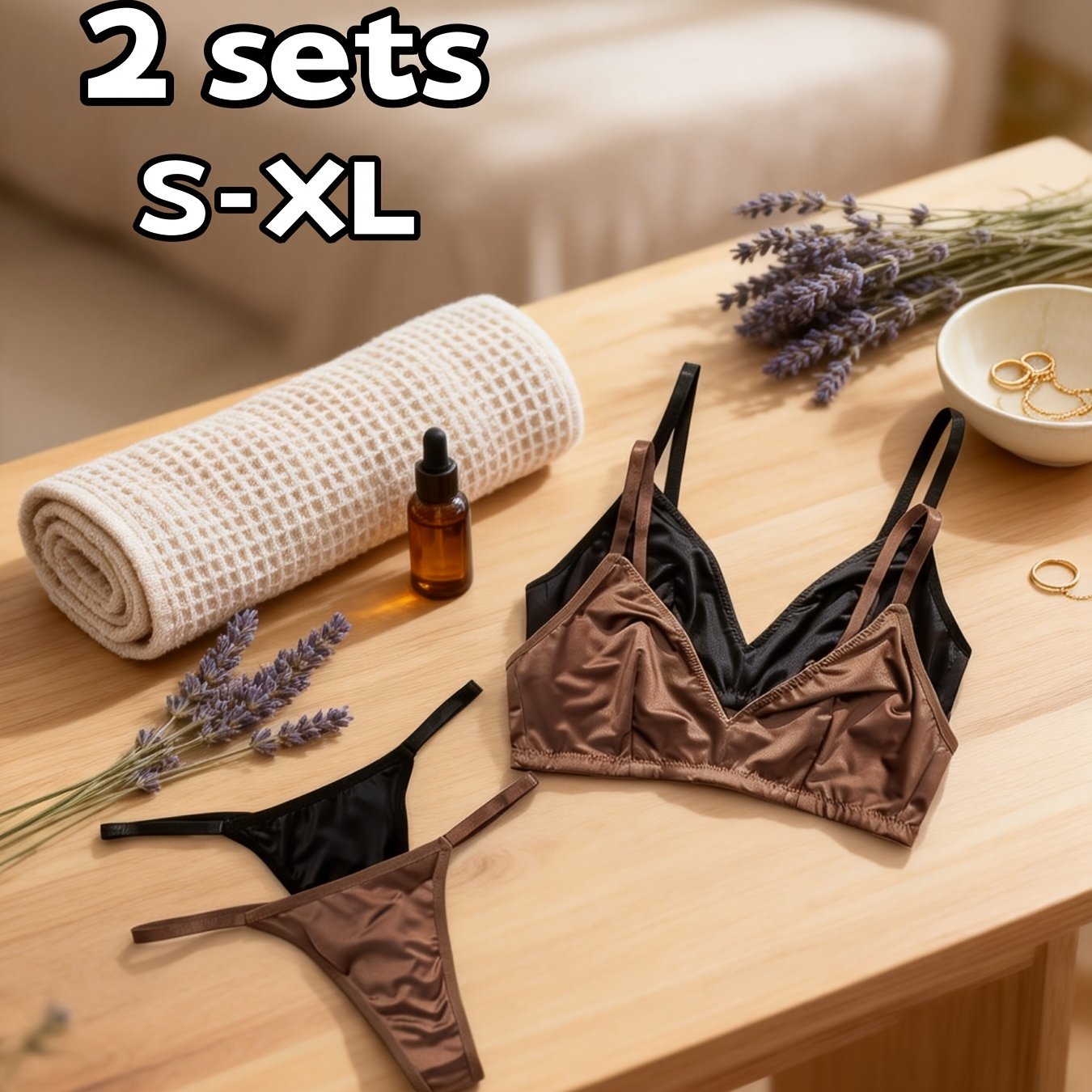 TEMU 2 Sets Of Simple, Comfortable, Soft, , And Romantic Women's Lingerie Sets