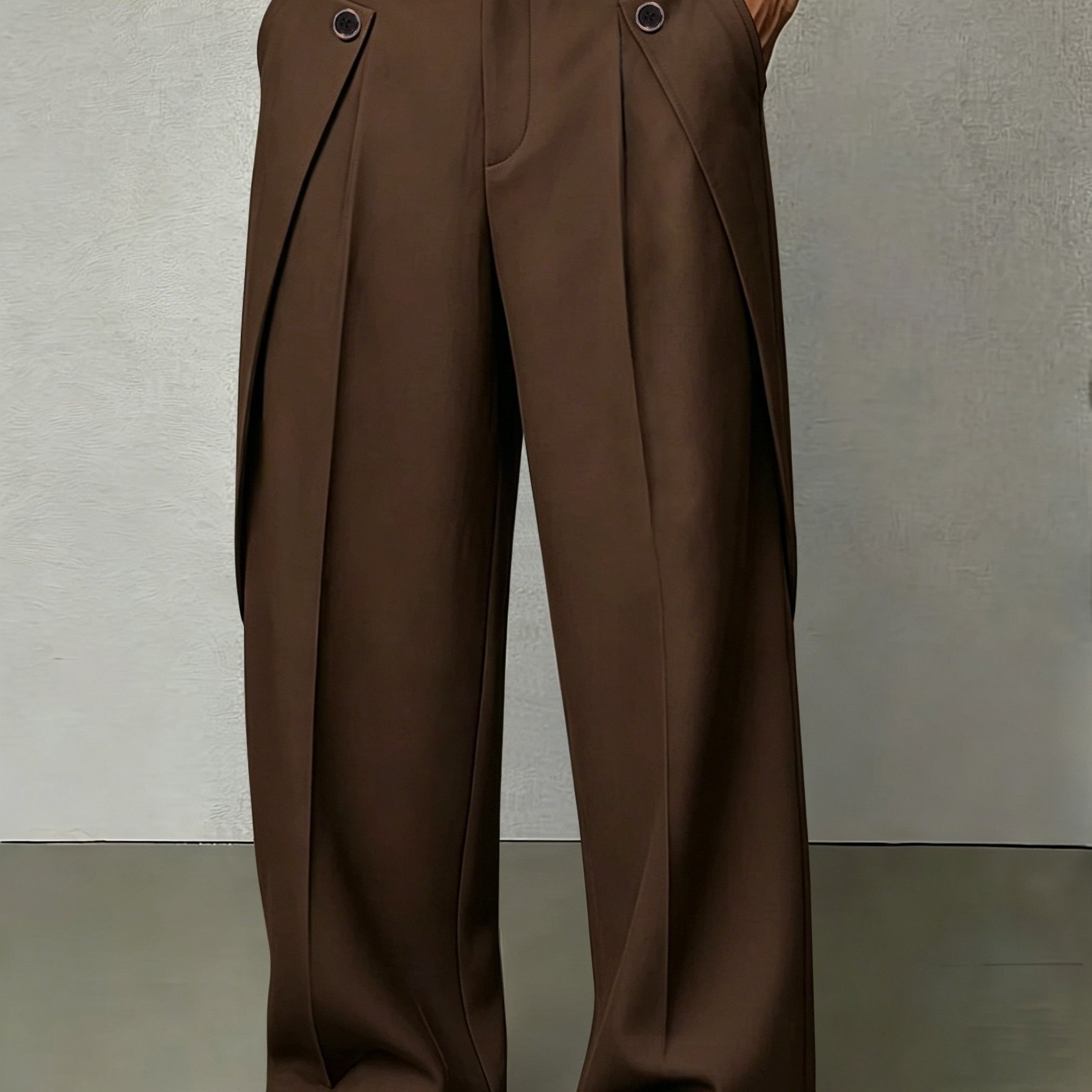 TEMU Pantalones de vestir casuales para hombre - Cintura con cordón ajustable, cierre de botón y cremallera oculta, temporada de /otoño, ropa de