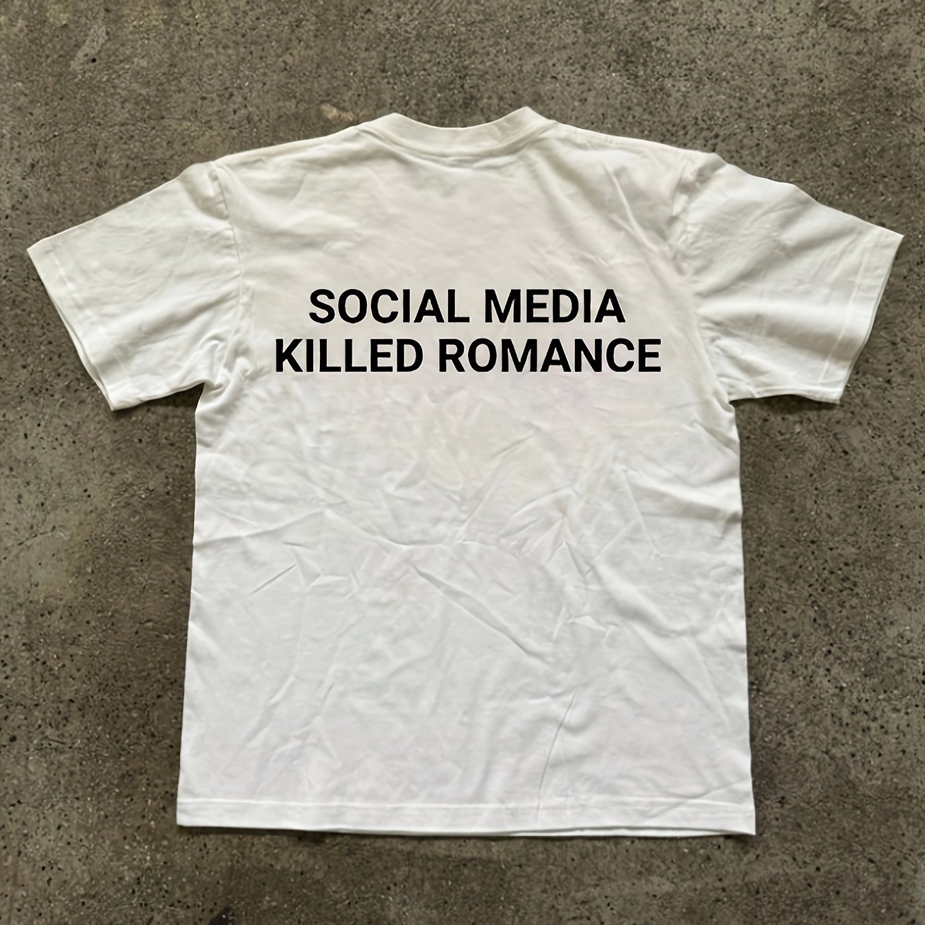 TEMU Lässiges Damen T-Shirt mit "Social Media Kills " Musterdruck, Kurzarm Rundhals Freizeitoberteil, geeignet für Sommerkleidung, Alltagskleidung,