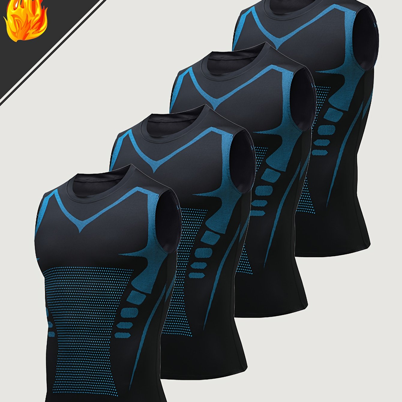 TEMU 4pcs Summer Men's Sports Vest, Ionic Shaping Sleeveless T-shirt, Quick-drying Breathable Tight Sleeveless Top, Tight Training Elastic Vest,