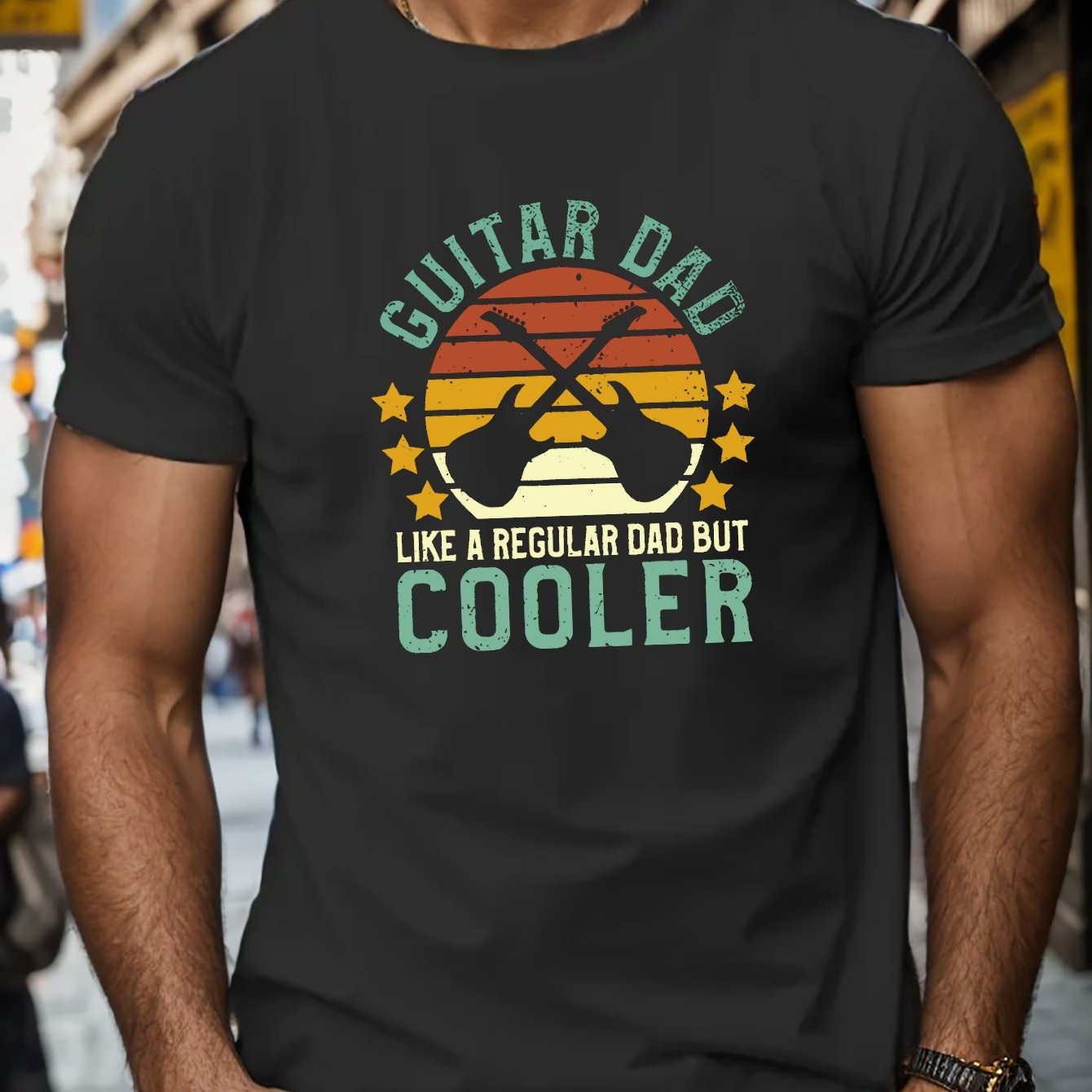 TEMU Guitar Dad Cooler Men's Short Sleeve T-shirt Summer T-shirt Top