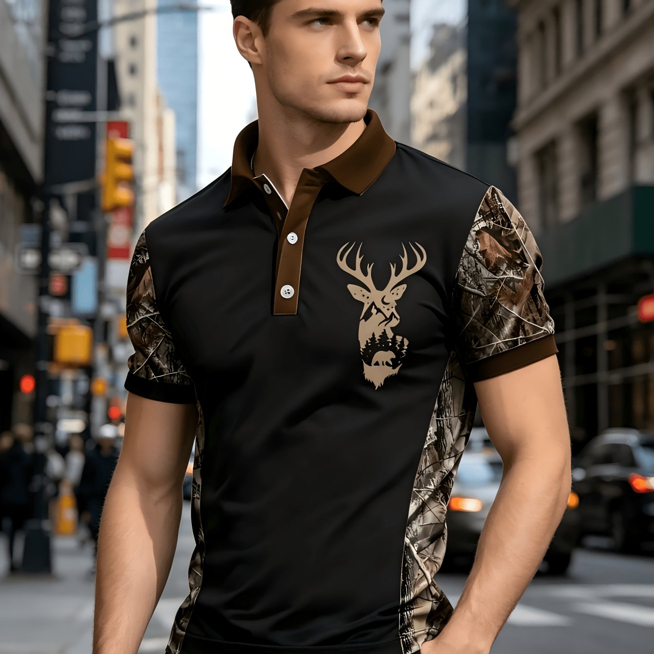 TEMU New! Men's 3d Printed Casual Short-sleeve Shirt, Suitable For Golf And Everyday Wear